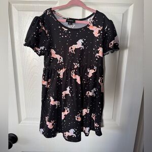 Black Unicorn Print Dress